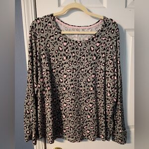 Joyspun Pink Leopard Print Pajama/Lounge Top